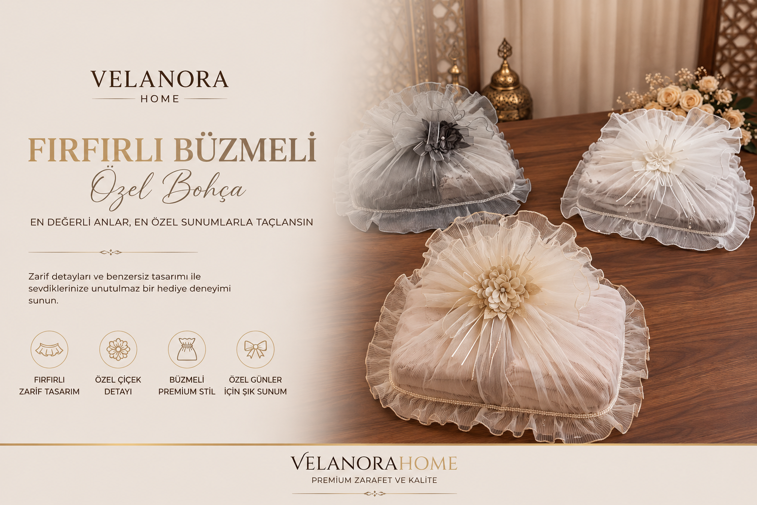 Fırfırlı Büzmeli Pliseli Bohça