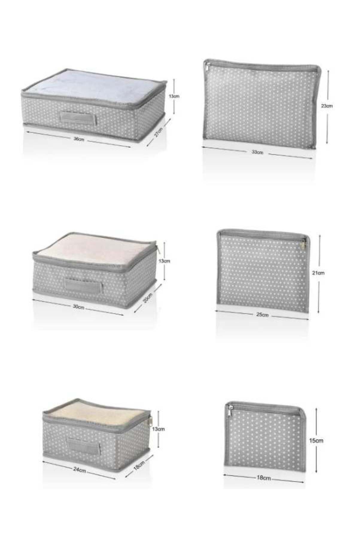 6'lı Valiz Düzenleyici Fileli Organizer Bavul Içi Organizer Set Seyahat Hurcu Puantiye Desen