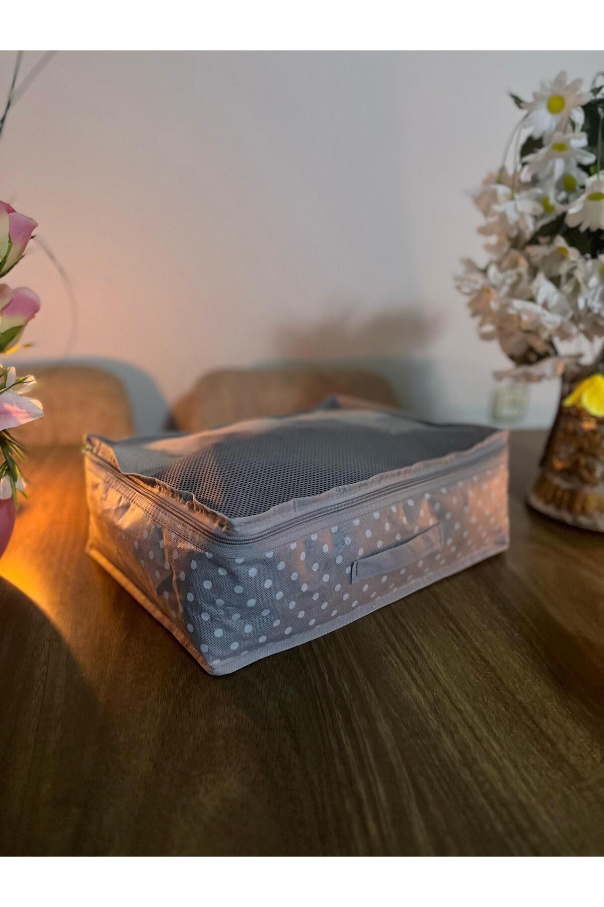 Gri Benekli (Fileli) 6 Parça Seyahat Valiz Kılıfı Düzenleyicisi