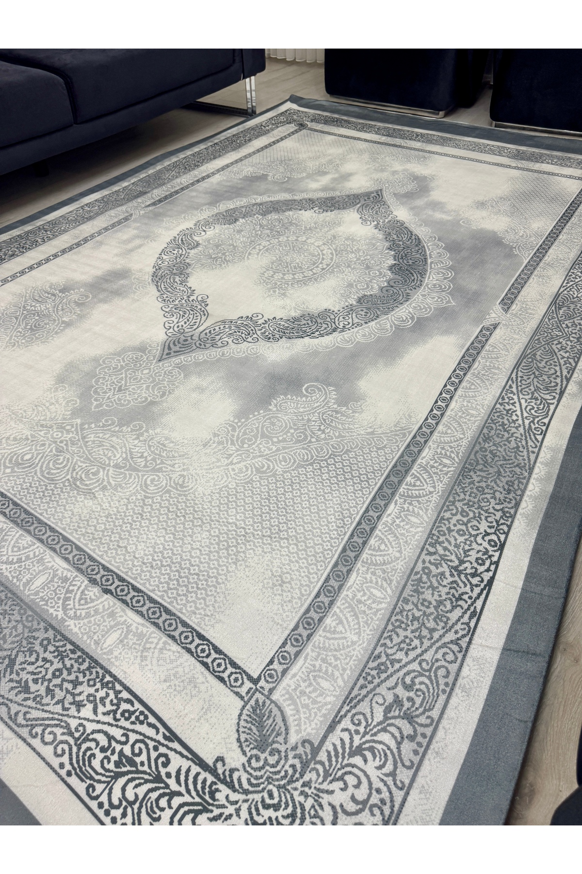 Osmanlı Motifli Halı Örtüsü Lastikli ve Süngerli Kaymaz Taban Yıkanabilir