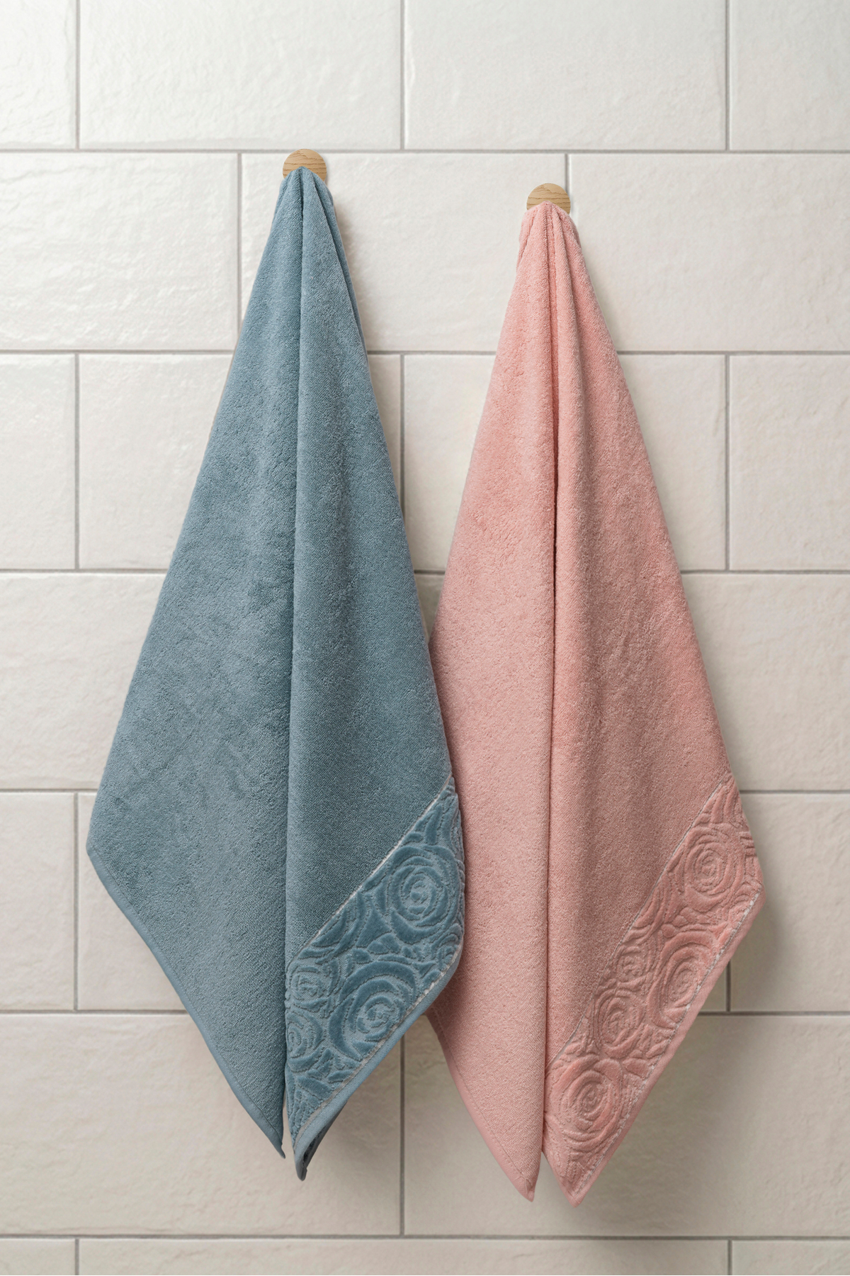 2 Adet 100x150 cm %100 Pamuk Banyo Havlusu Kabartma Desenli Yumuşak Emici Kalın Dokulu