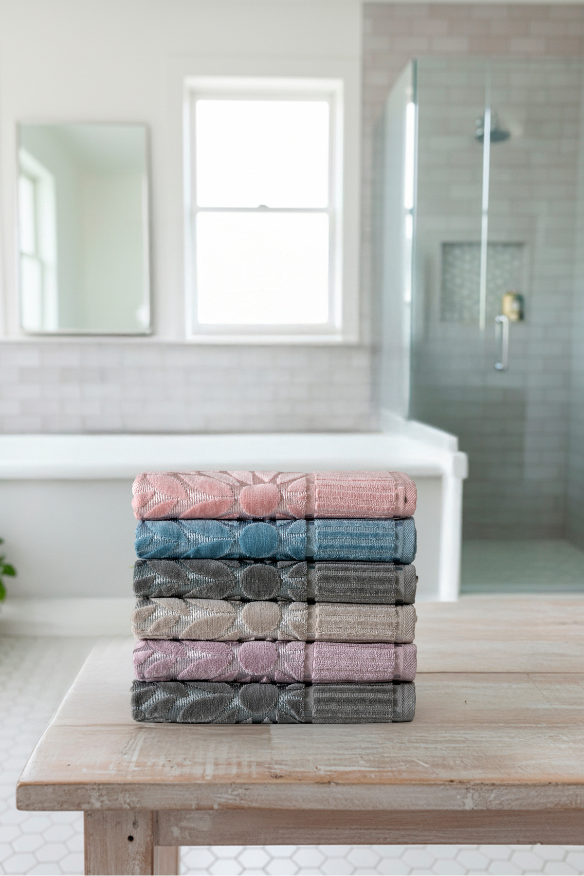 6'lı Güneş Desen 50x90 cm %100 Pamuk El Yüz Havlu Seti Yumuşak Dokulu Yüksek Emicilik