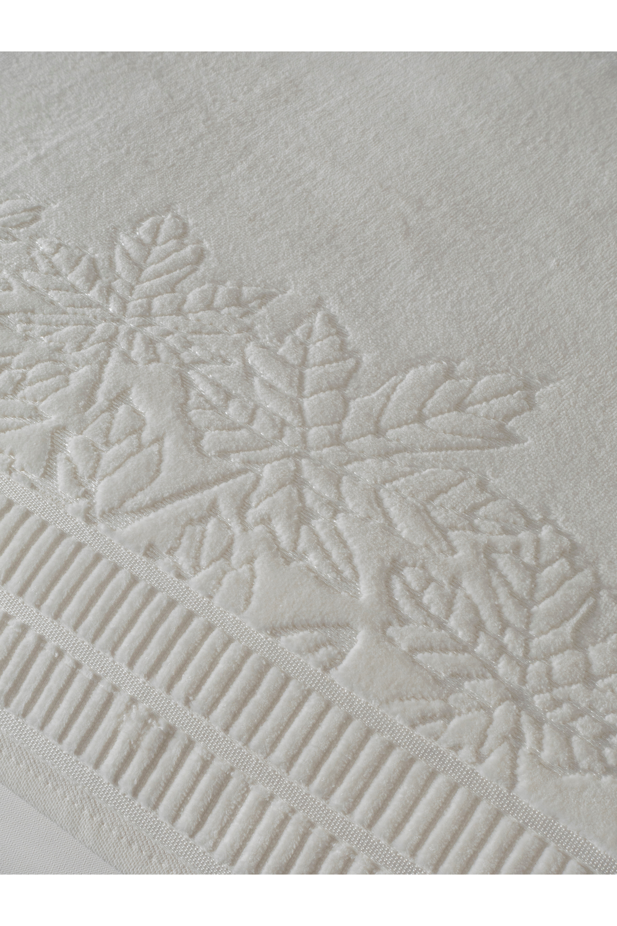 2 Adet 100x150 cm %100 Pamuk Banyo Havlusu Seti Çınar Yaprak Desenli Yumuşak Emici Kalın Dokulu