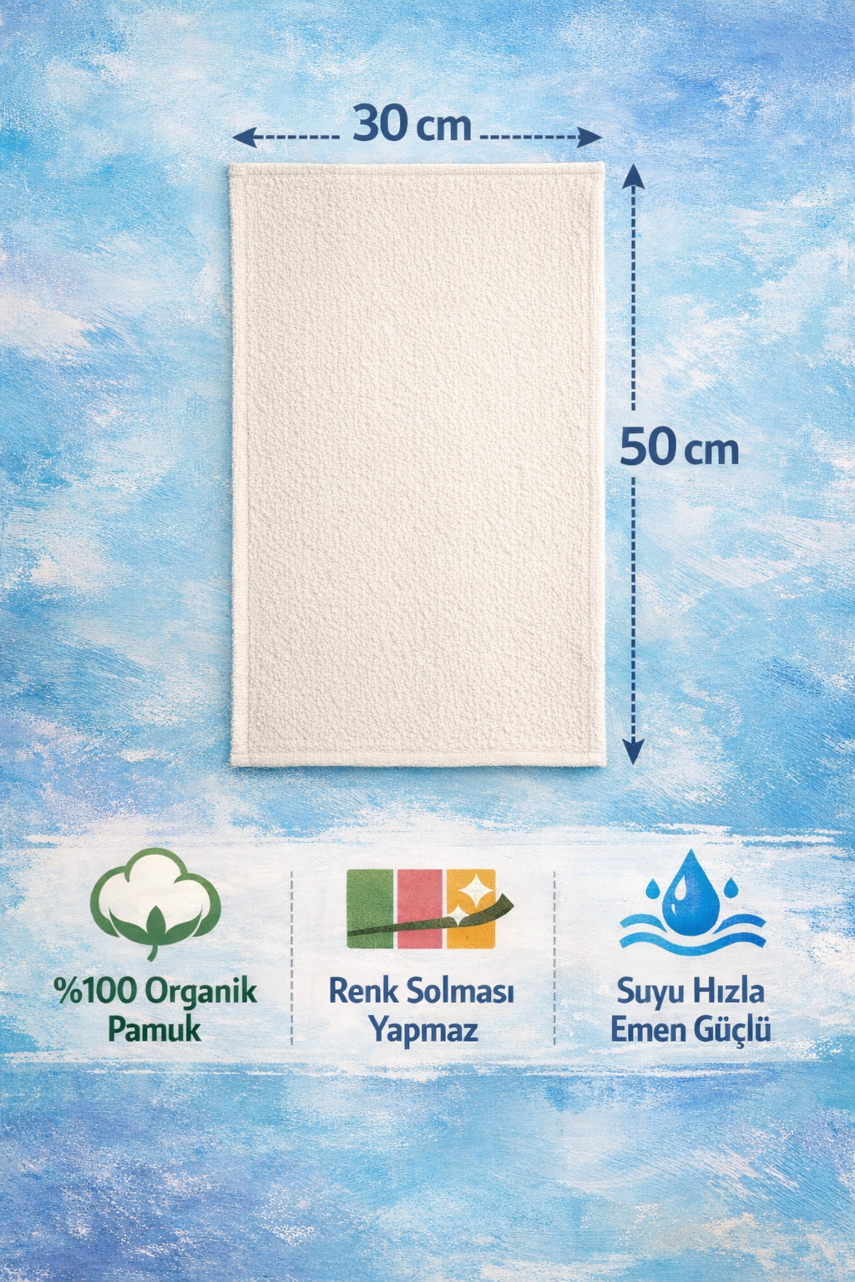 30x50 cm 6'lı Mutfak Havlusu %100 Organik Pamuk Yumuşak Doku Yüksek Emiş Gücü En