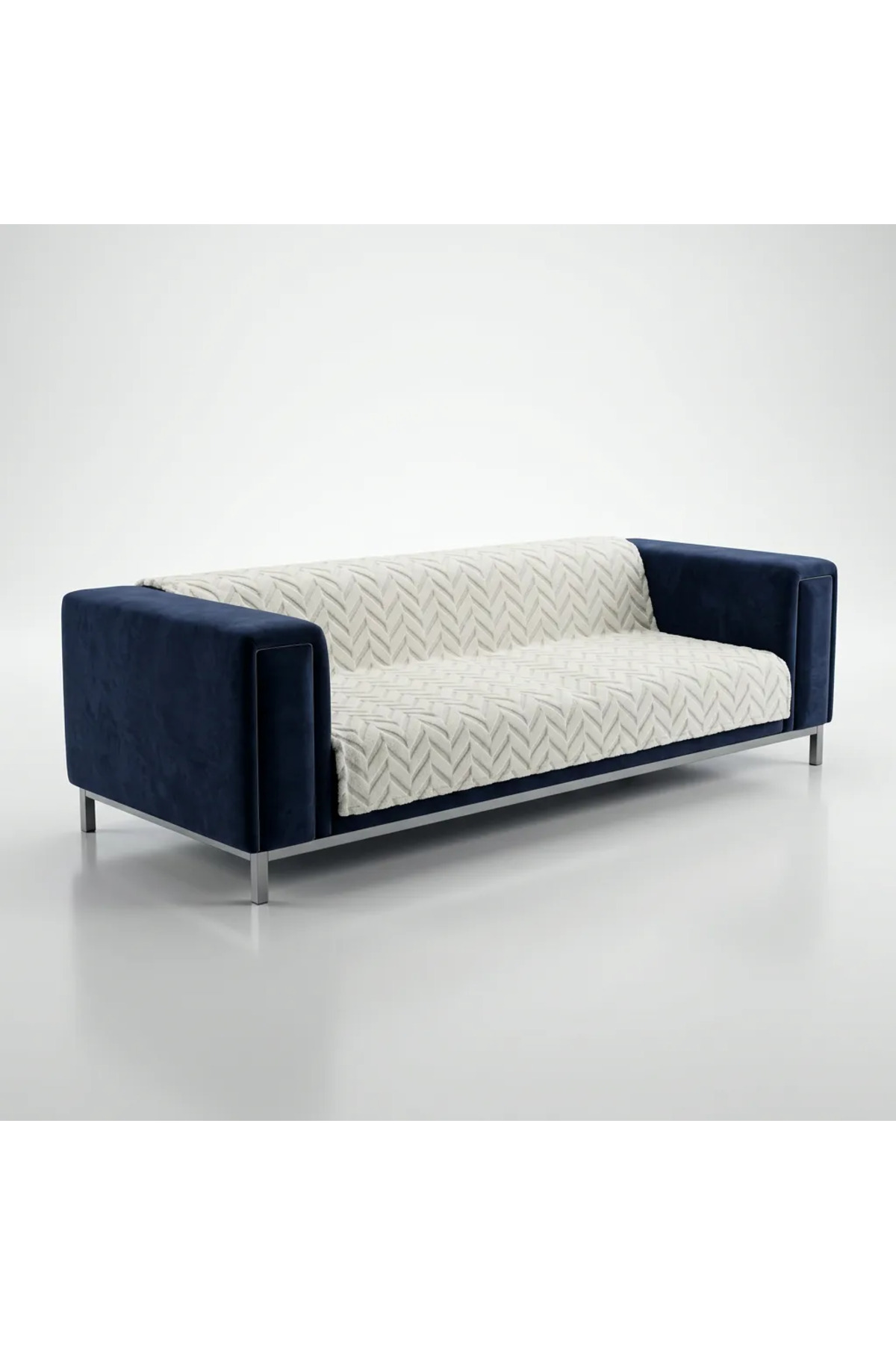 180x220 Kalın Süngerli Kesinlikle Kaydırmaz Welsoft Yumuşak Kabartmalı Modern Koltuk Örtüsü (BEYAZ)