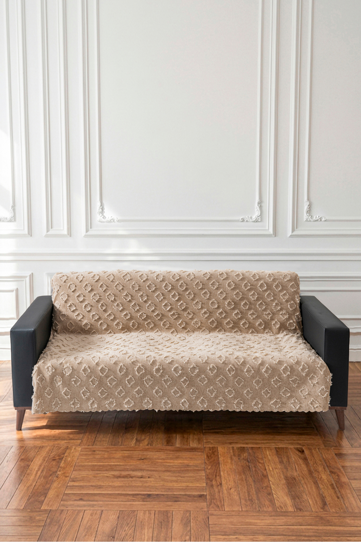 Camel Renk Koltuk Örtüsü 175x215 cm Çekyat Örtüsü Premium Şönil Jakar Kumaş Kaydırmaz, Yıkanabilir**