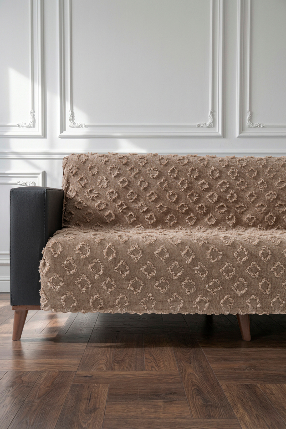 Kahve Koltuk Örtüsü 175x215 cm Çekyat Örtüsü Premium Şönil Jakar Kumaş Kaydırmaz, Yıkanabilir**